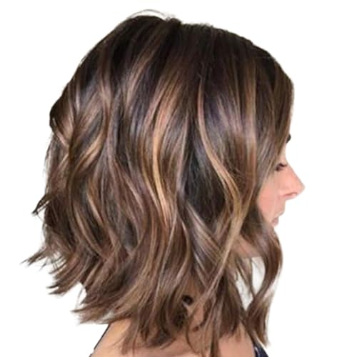 COMFOLIVING Lockige Perücke für Damen, gewellt, Cosplay-Party-Perücke, schulterlang, Kunsthaar, Mehrzweck-Perücke für den täglichen Gebrauch auf Kostümpartys von COMFOLIVING