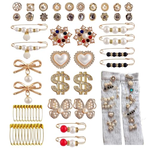 COMFOLIVING Socke Charm Brosche, Brosche Pins für Socken,58X Sicherheitsnadeln Perlen Broschen | Strumpfwaren, Strickjacke Kragenclips, Taille für Schals Schuhe von COMFOLIVING