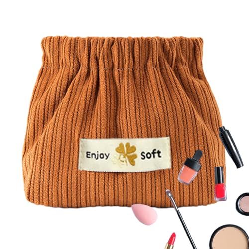 Cord-Make-up-Tasche, Kosmetiktasche für Damen, tragbare Make-up-Tasche mit elastischer Öffnung, modische niedliche Make-up-Tasche, multifunktionale Make-up-Tasche für Haarnadel, Stirnband, Schmuck von COMFOLIVING