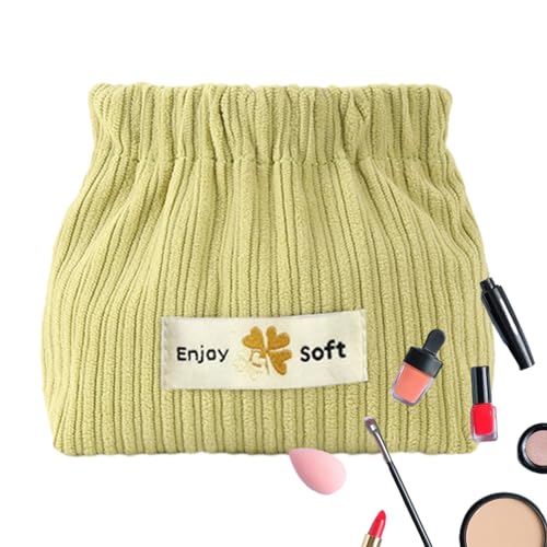 Cord-Make-up-Tasche, Kosmetiktasche für Damen, tragbare Make-up-Tasche mit elastischer Öffnung, modische niedliche Make-up-Tasche, multifunktionale Make-up-Tasche für Haarnadel, Stirnband, Schmuck von COMFOLIVING