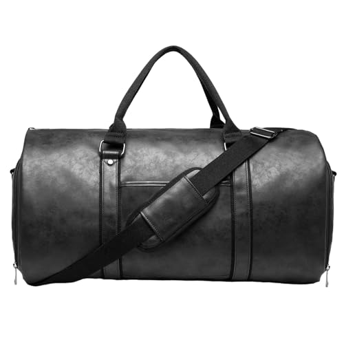 Garment Duffle Bags, Carry Garment Bag 2-in-1 Leather Dress Suitcase with Shoes Compartment, Large Suit Bag Convertible Suit Carrier Large Suit Bag For Business Trip, Urlaub, Men & Women, schwarz von COMFOLIVING