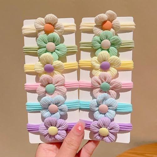Haargummis Kinder | 6X weiche Blumen-Haargummis | Haarschmuck für kleine Mädchen | Pferdeschwanzhalter für dicke oder dünne Frisuren | Haargummis für Babys, Mädchen, niedliche Blumen, elastisches Klei von COMFOLIVING