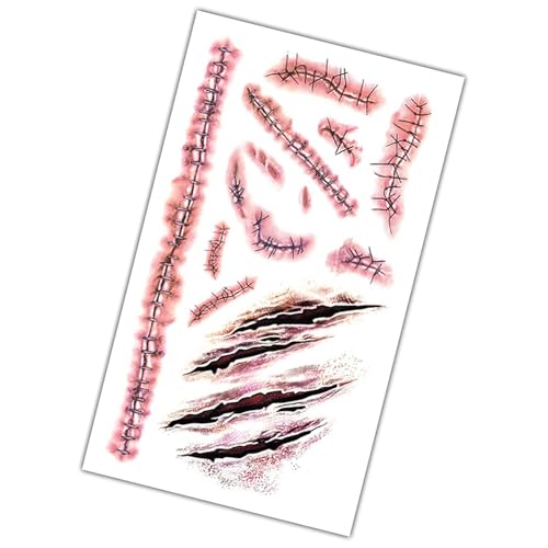 Halloween-Aufkleber, Simulation, Körper-Make-up-Dekoration, Gesichtsaufkleber, Streich-Requisiten | Halloween-Horror-Party-Aufkleber für Halloween-Cosplay-Party von COMFOLIVING