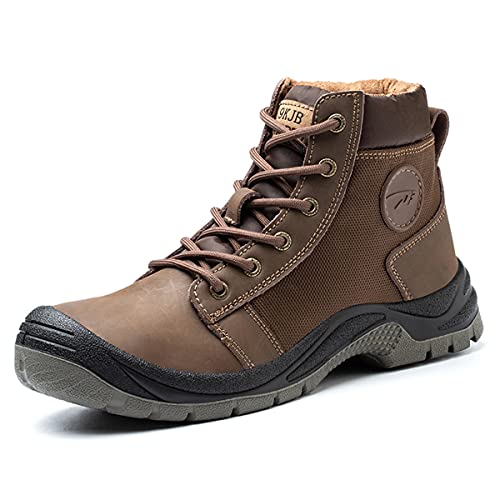 COMFOX Herren Sicherheitsstiefel aus Leder, Stahlkappe, Arbeitsschuhe, knöchelhoch, atmungsaktiv, HP Braun, 42EU von COMFOX