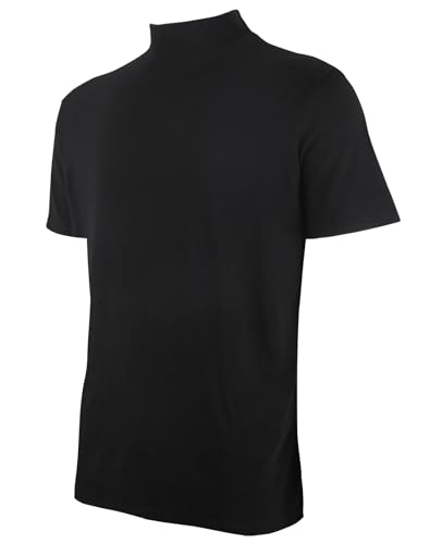 COMFREE T-Shirt Herren Rollkragen Kurzarm Casual Einfarbig Shirt Slim fit Baselayer Modal Tops Shirt Rollkragenshirt für Herbst und Winter Schwarz XXL von COMFREE