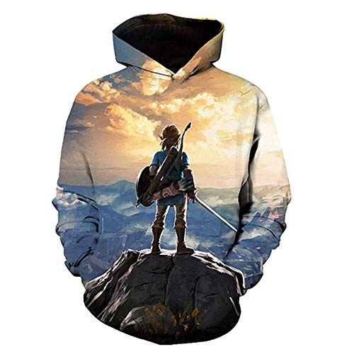 COMING Adult Zelda Cosplay Kostüm Breath of The Wild Link Hoodie Sweatshirt Herren Zipper Jacke (L, Color 16) von COMING