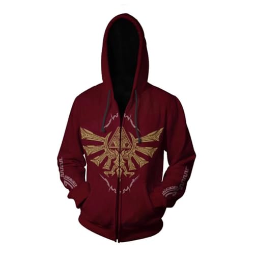 COMING Adult Zelda Cosplay Kostüm Breath of The Wild Link Hoodie Sweatshirt Herren Zipper Jacke (L, Color 40) von COMING