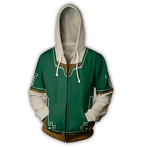 COMING Adult Zelda Cosplay Kostüm Breath of The Wild Link Hoodie Sweatshirt Herren Zipper Jacke (M, Color 30) von COMING