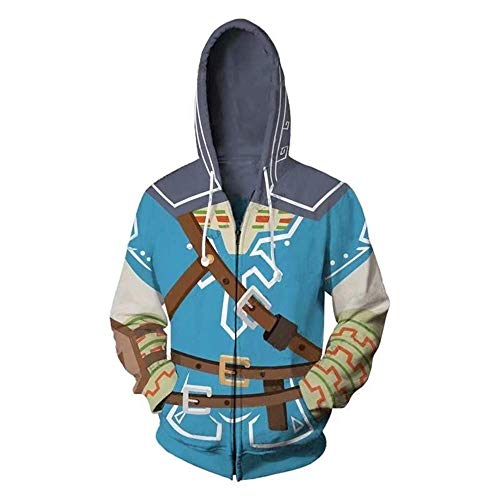 COMING Adult Link Cosplay Kostüm Breath of The Wild Hoodie Sweatshirt Herren Zipper Jacke (XL, Color 31) von COMING