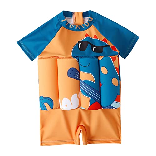 COMIOR Badeanzug Mädchen Jungen Float Schwimmhilfe Baby Kinder Schwimmanzug mit verstellbarem Auftrieb Training Swimwear Sommer Swimsuit Badeanzug mit Bein, Orange, 1-2 Jahre von COMIOR