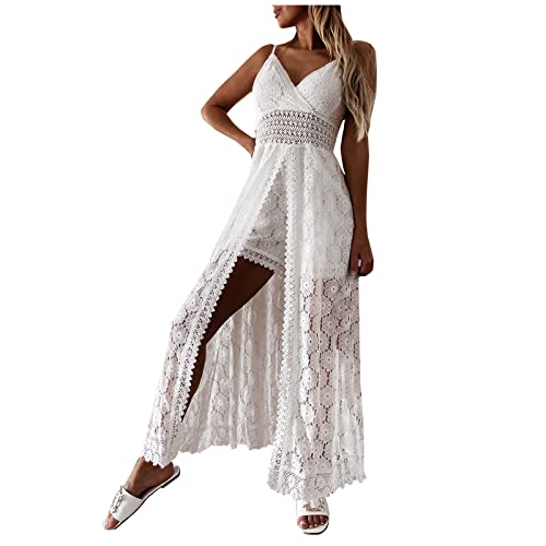 COMIOR Damen Jumpsuit Sexy Damen Jumpsuits Sommer Lang Oversized Sommer Playsuit Split Hosenanzug Romper Sommer Damen Jogginghose Lang Schwarz XL von COMIOR