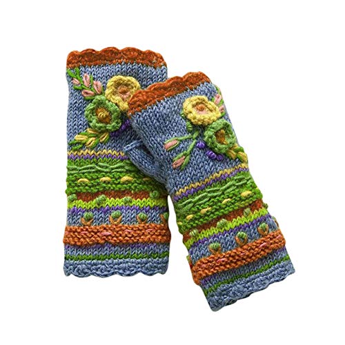 COMIOR Damen Winter Armstulpen Handschuhe Gestrickte Blumen Fingerlose Handschuhe Pulswärmer Strick Kurzer Gestrickte Fäustlinge von COMIOR