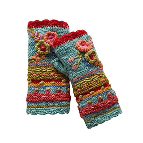 COMIOR Damen Winter Armstulpen Handschuhe Gestrickte Blumen Fingerlose Handschuhe Pulswärmer Strick Kurzer Gestrickte Fäustlinge von COMIOR