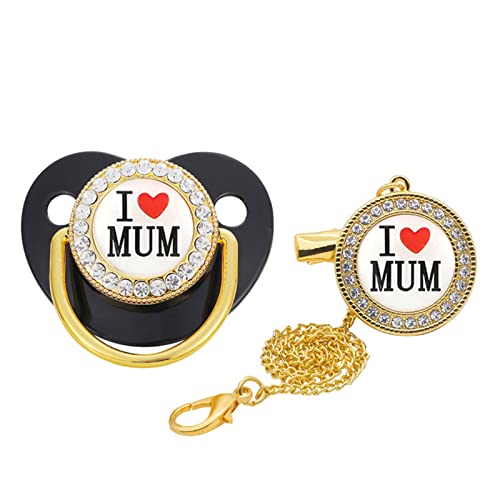 COMIOR Day & Night Schnuller Anfangsbuchstabe Baby Schnuller, Nippel Baby Schnuller Gold Bling Baby Gold Schnuller, Neugeborener Dummy Schnuller besonders weicher Baby Dummy Schnuller von COMIOR