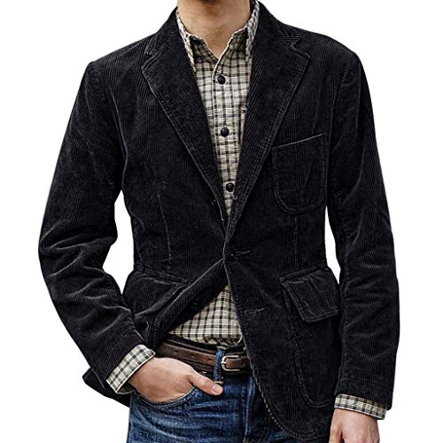 COMIOR Herren Blazer Sakko Jacke Anzugjacke Fashion England Einfarbiger Hochwertiger Lässiger Cord Einreiher Business Freizeit Party Klassisch Anzug Herrenjacke Freizeitjacke von COMIOR