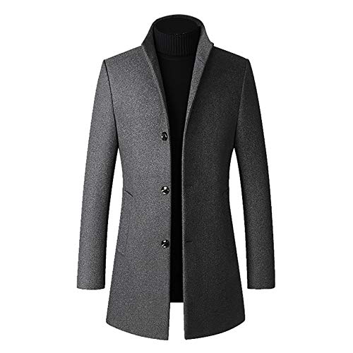 COMIOR Herren Mantel Übergangsmäntel Trenchcoat Klassischer Wintermantel Jacke Stehkragen Reverskragen Unifarbener Wollmantel Elegant Bussiness und Freizeit Style von COMIOR