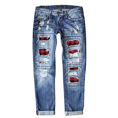 COMIOR Jeans für Frauen Mode Hohe Taille Loch Patch Jeanshosen Beiläufig Lose Gerade Jeanshose Stretch Denim Hose Slim Fit Bootcut Hosen Freizeithose Streetwear Vintage Mode Basic Slim Fit COMIOR Jeans für Frauen Mode Hohe Taille Loch Patch Jeanshosen Beiläufig Lose Gerade Jeanshose Stretch Denim Hose Slim Fit Bootcut Hosen Freizeithose Streetwear Vintage Mode Basic Slim Fit von COMIOR