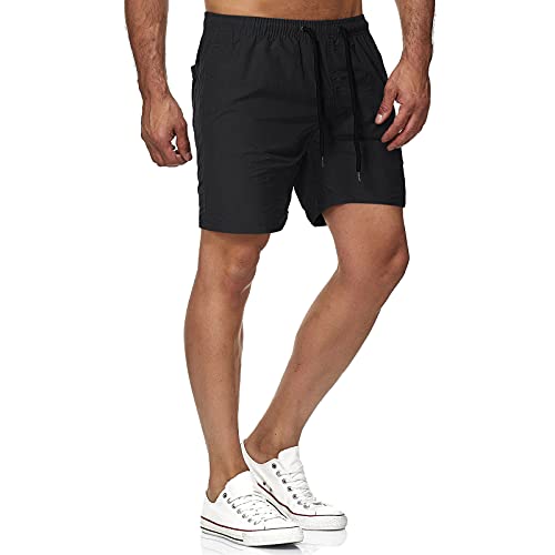 COMIOR Shorts Arbeitshose Kurze Herren Elastische Kurz Hose Mittlere Taille Cargohose Männer Jungen Einfarbig Strandhose Outdoor Sommer Freizeit Sport Hosen Baumwolle und Leinen von COMIOR