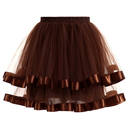 Kurz Damen Rock 1950 Organza Tutu Mini Faltenrock High Waist Petticoat Reifrock Ballett Tanzkleid Unterrock für Retro Rockabilly Kleid Ballkleid Abendkleid Brautjungfernkleid von COMIOR