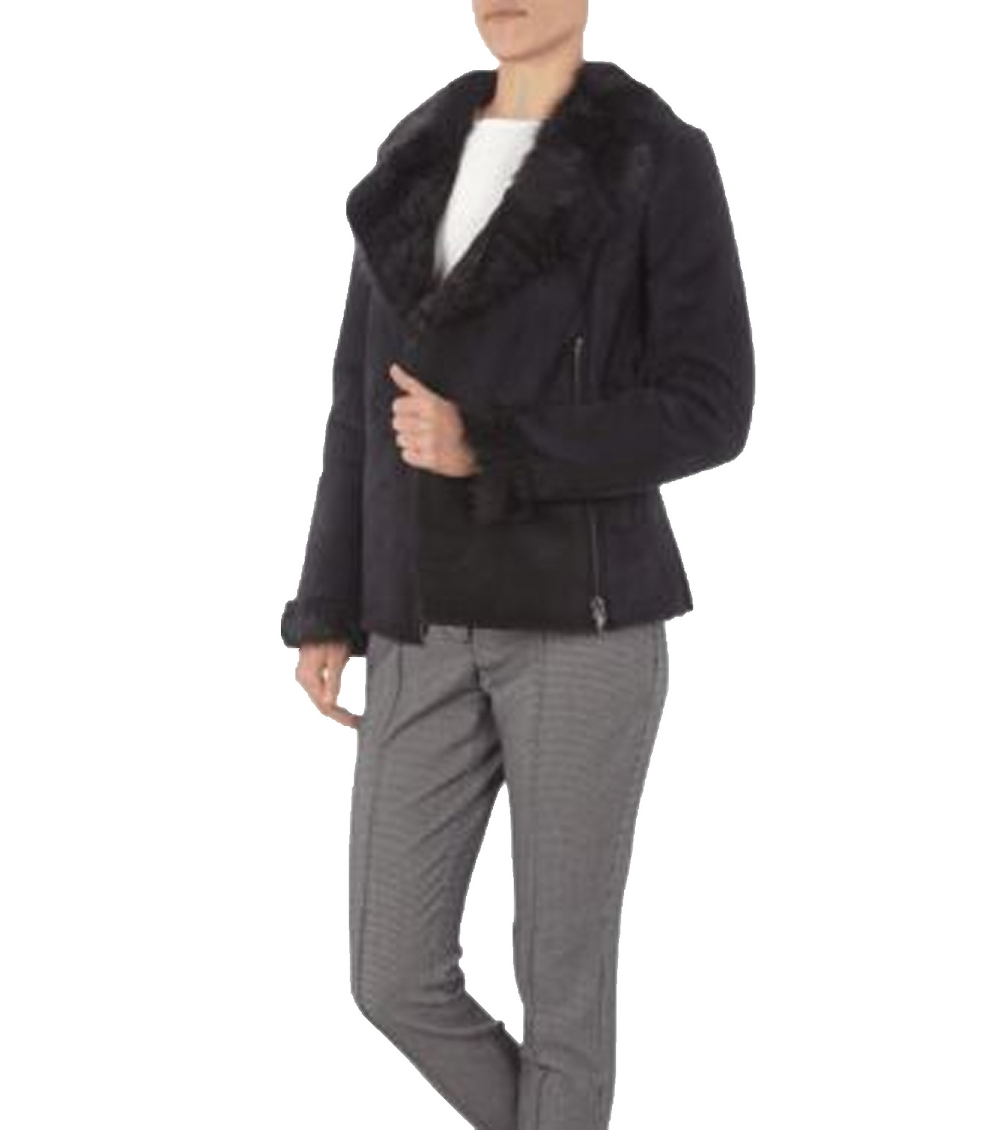 COMMA CASUAL IDENTITY Jacke moderne Damen Outdoor-Jacke in Shearling-Optik Schwarz von COMMA