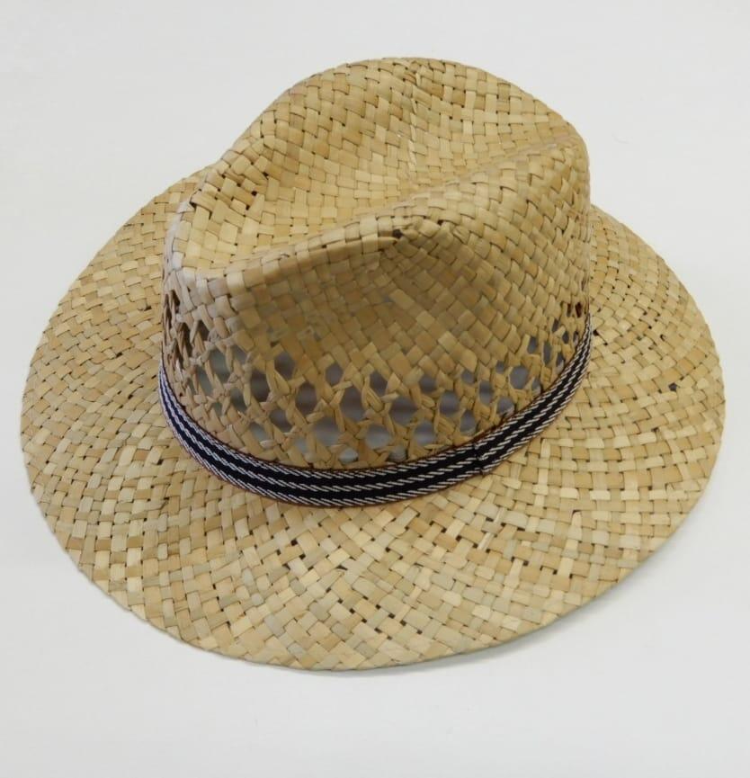 COMMANDER Finest Clothing - Strohhut mit Stoff-Garnitur beige - Gr. - 57 von COMMANDER Finest Clothing