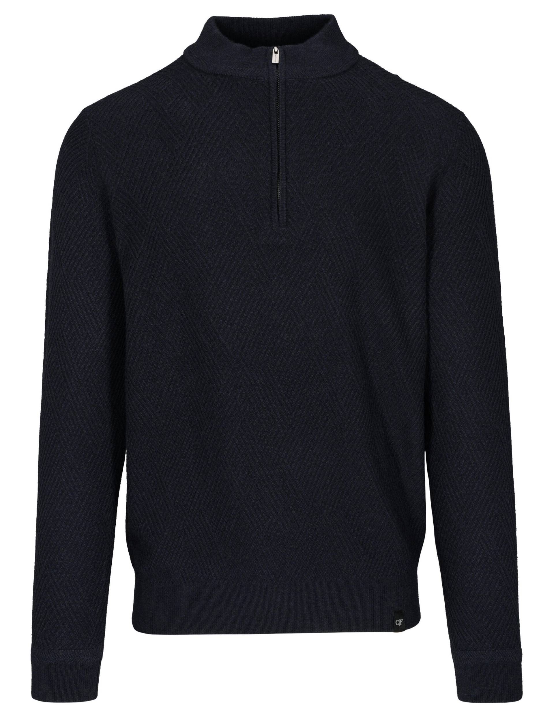 COMMANDER Finest Clothing - Zip Troyer Pullover, Struktur dark navy mel. - Gr. - M von COMMANDER Finest Clothing