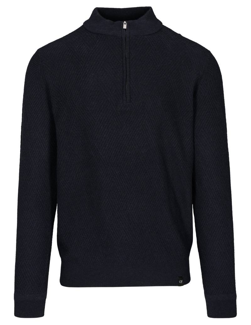 COMMANDER Finest Clothing - Zip Troyer Pullover, Struktur dark navy mel. - Gr. - M von COMMANDER Finest Clothing