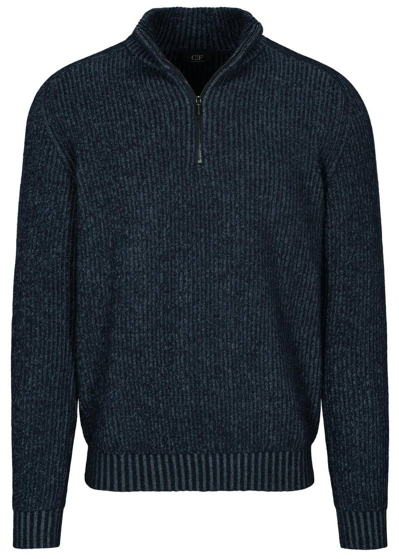 COMMANDER Finest Clothing - Zip Troyer Pullover, gemustert dark navy - Gr. - 3XL von COMMANDER Finest Clothing