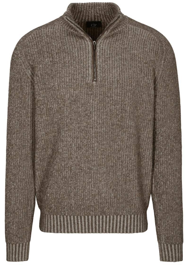 COMMANDER Finest Clothing - Zip Troyer Pullover, gemustert nougat mel. - Gr. - L von COMMANDER Finest Clothing