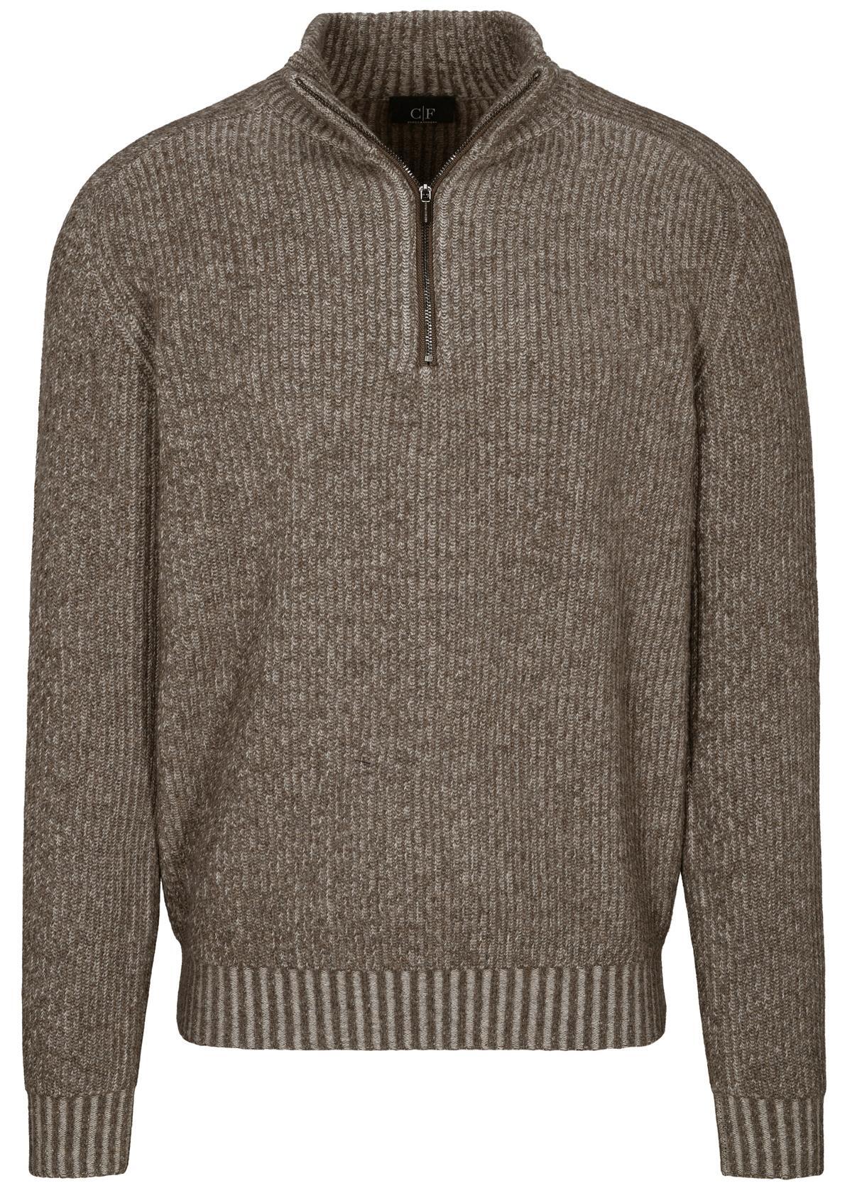 COMMANDER Finest Clothing - Zip Troyer Pullover, gemustert nougat mel. - Gr. - XXL von COMMANDER Finest Clothing