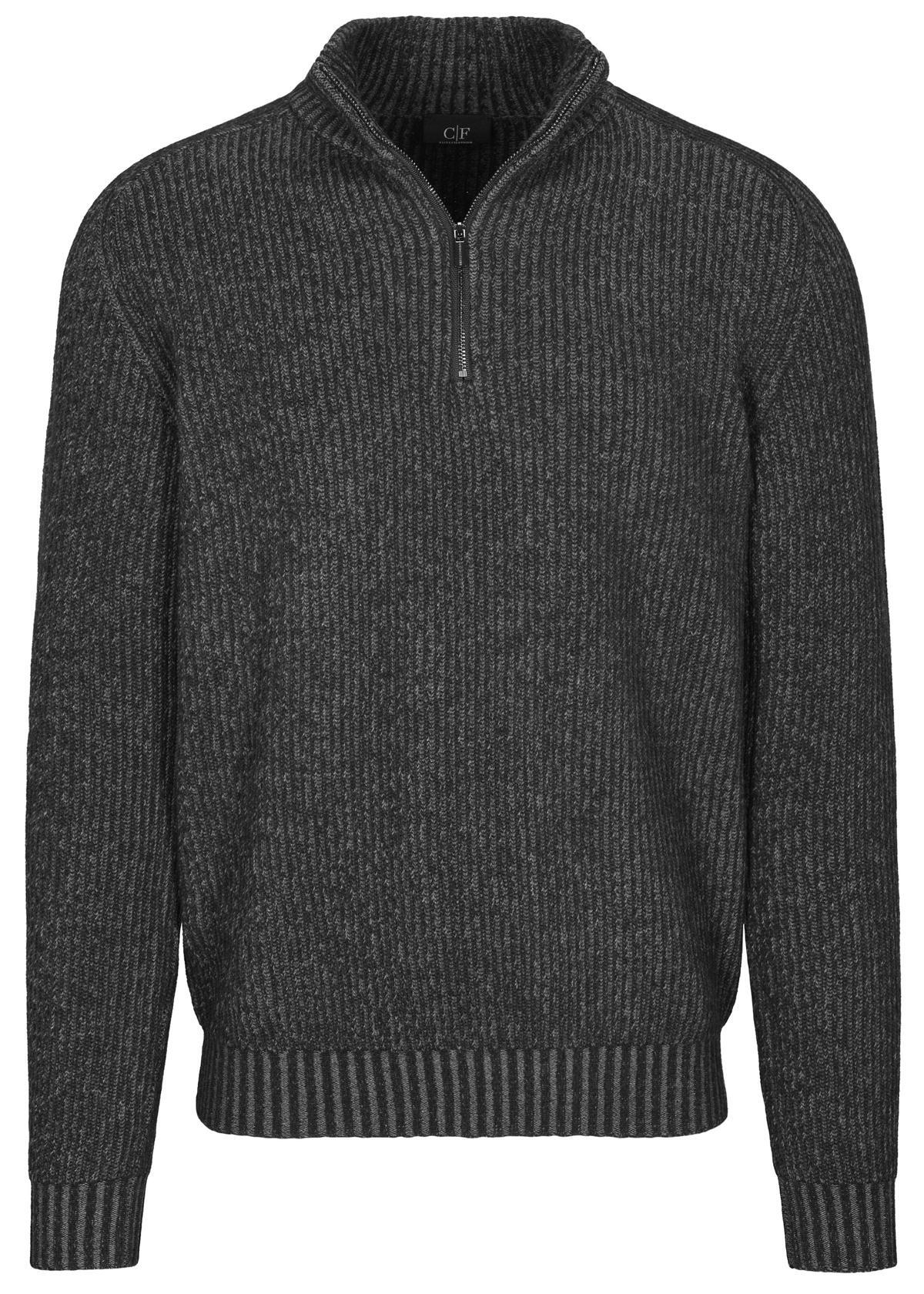 COMMANDER Finest Clothing - Zip Troyer Pullover, gemustert winter grey mel. - Gr. - 3XL von COMMANDER Finest Clothing