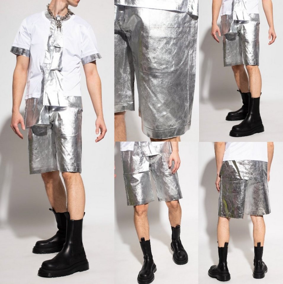 COMME des GARÇONS Shorts COMME DES GARÇONS HOMME PLUS Distressed Silver Foil Shorts Hose Pants von COMME des GARÇONS