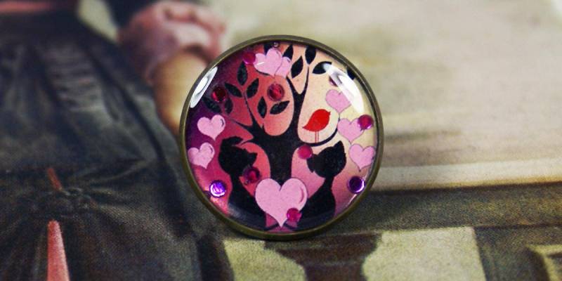 Verstellbarer Ring Mit Einer Illustration Von Zwei Liebeskatzen von COMME1ange