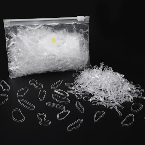 COMNICO 1000 Stück Transparente Elastische Haargummis, Mini-Gummibänder Weiche Haargummis 2 mm Breit und 32 mm Lang für Mädchen, Kinder, Frauen von COMNICO