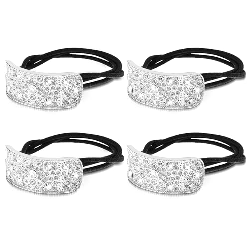COMNICO 4 Stück Glitzernde Strass Haargummis Elastische Haarbänder Haarschmuck Pferdeschwanz Glitzersteine Haar-Accessoires für Frauen und Mädchen Modische Stirnbänder von COMNICO