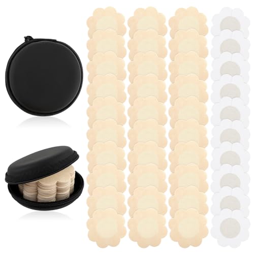 COMNICO 40 Stück Nippelpads, Einweg Selbstklebend Nicht Sichtbar BH-Pad Damen Nipple Cover Unsichtbare Brustwarzenaufkleber mit Reisebox für Trägerloses Kleid (Beige) von COMNICO