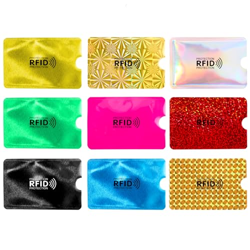 COMNICO 9 Stück RFID-Kartenhalter Bunt RFID-blockierende Hüllen Kreditkartenhülle RFID-Ausweisschutz für Damen und Herren (Mehrfarbig, 9.1 x 6.3 cm) von COMNICO