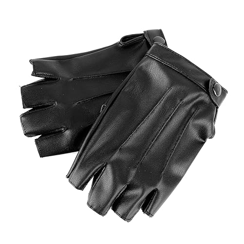 COMNICO Fingerlose Fahrhandschuhe, PU-Kunstleder-Handschuhe Halbfinger-Handschuhe Outdoor-Sport-Handschuhe Cosplay-Fahrhandschuhe für Männer, Frauen, Teenager von COMNICO