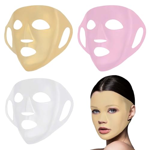 COMNICO Gesichtsmasken-Abdeckung, 3 Stück Wiederverwendbare Silikon-Gesichtsmaske Feuchtigkeitsspendende 3D-Anti-Falten-Gesichtsmask, Verhindert Verdunstung Hautmaske für die Hautpflege von Frauen COMNICO Gesichtsmasken-Abdeckung, 3 Stück Wiederverwendbare Silikon-Gesichtsmaske Feuchtigkeitsspendende 3D-Anti-Falten-Gesichtsmask, Verhindert Verdunstung Hautmaske für die Hautpflege von Frauen von COMNICO