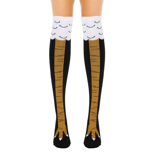 COMNICO Hähnchenschenkel-Socken, 1 Paar 61 cm verrückte Neuheit Thanksgiving Türkei Tierfüße Krallen kniehoch Hähnchen-Damenstrümpfe Erwachsene Humor Party lustige Geschenke für Damen Herren von COMNICO