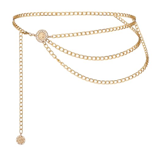 COMNICO Taillenkette, Mehrschichtiger Taillenkettengürtel Weihnachten Karneval Accessoires Gürtel Metall Damen Körperkette Modisch Verstellbar Taillengliedergürtel Schmuckzubehör für Jeans Kleider von COMNICO