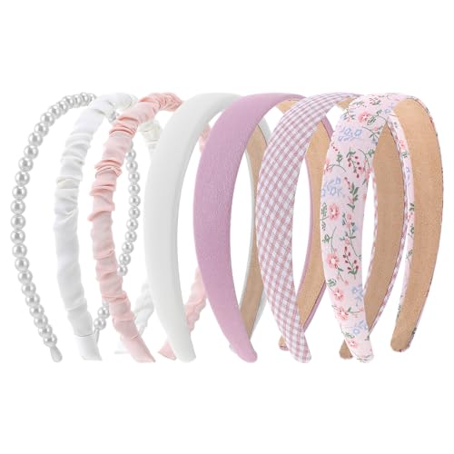 COMNICO Modische Stirnbänder für Damen 7-teiliges Rutschfestes Mädchen-Stirnband-Set Niedlicher Stoff Glitzernde Mehrfarbige Haarbänder Haar-Accessoires für Damen Mädchen Kinder von COMNICO