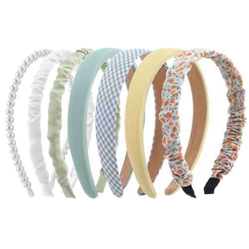COMNICO Modische Stirnbänder für Damen 7-teiliges Rutschfestes Mädchen-Stirnband-Set Niedlicher Stoff Glitzernde Mehrfarbige Haarbänder Haar-Accessoires für Damen Mädchen Kinder von COMNICO