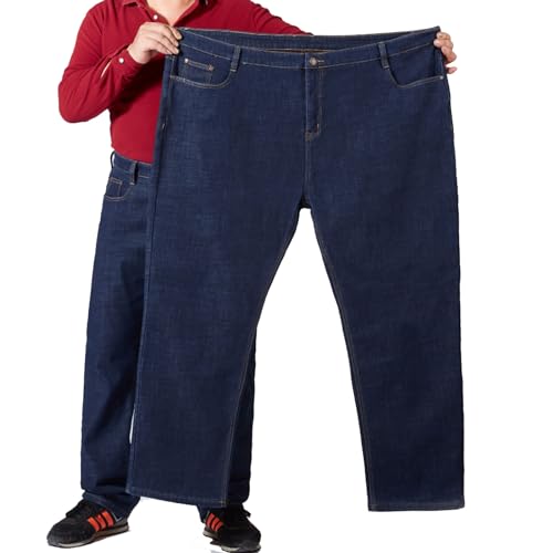 Übergröße Thermojeans Herren Thermohose Schneehose Gefütterte Winterhose Jogginghose Winterjeans Mit Fleece Gefüttert Hosen, Lange Freizeithose Männer Outdoorhose Arbeitshosen (A,5XL) von COMOCE