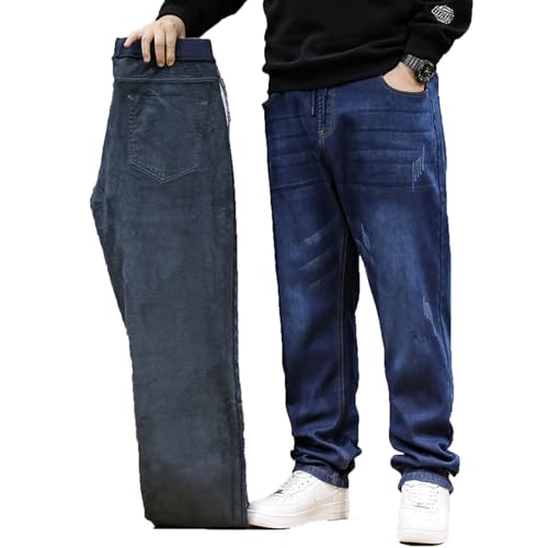 COMOCE Übergröße Thermojeans Herren Thermohose Schneehose Gefütterte Winterhose Jogginghose Winterjeans Mit Fleece Gefüttert Hosen, Lange Freizeithose Männer Outdoorhose Arbeitshosen (B,6XL) von COMOCE