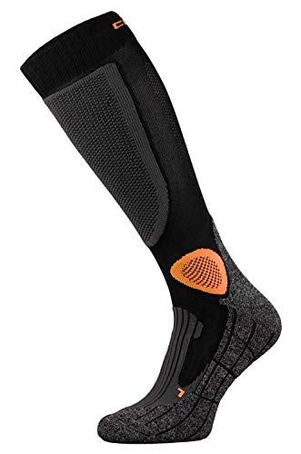 COMODO - Herren Motorradsocken Lang | Atmungsaktiv Funktionssocken | Socken Motorrad für Motorradstiefel (schwarz orange, 39-42) von COMODO TECHNICAL SOCKS