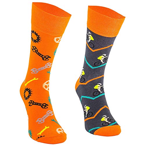 Comodo - lustige Motivsocken Damen & Herren aus Baumwolle | Bunte Socken mit witzigem Motiv | Freizeitsocken für Kinder & Erwachsene | Verschiedene farbige Funny Socks SM1 gr 39-42 3 Paar Radfahren von COMODO