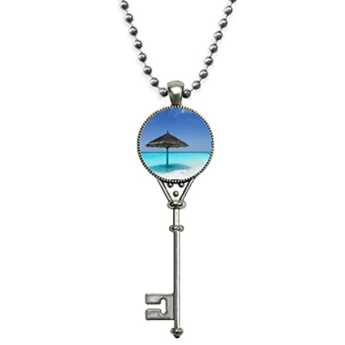 Ocean Beach Grüne Palme Anhänger Halskette Vintage Schlüsselanhänger Silber Schmuck von COMP