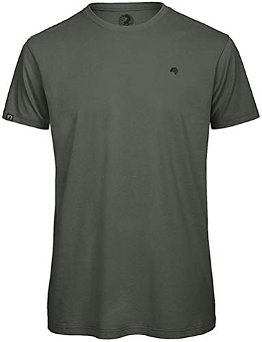 COMPANIEER BAC TM042 Herren Medium Fit Bio-Baumwolle T-Shirt Khaki Grau Grün Olive Größe L- MIT Brustlogo von COMPANIEER