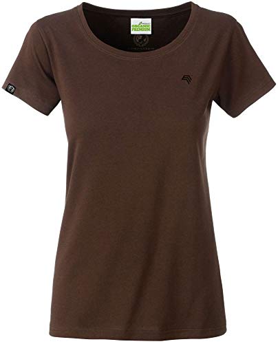 COMPANIEER JAN 8007 Damen Bio Baumwolle Basic Girlie T-Shirt Braun Frauen Women's Organic Cotton Größe M- OHNE Aufdruck von COMPANIEER